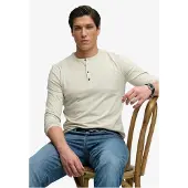 Superdry Slub Grandad Long Sleeve T-shirt Beige L Homme