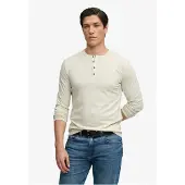 Superdry Slub Grandad Long Sleeve T-shirt Beige M Homme