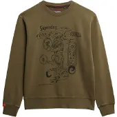 Superdry pour homme. M2014249A Tokyo Narrative Sweatshirt ample marron vert marron (3XL), Casuel, Coton