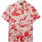 Superdry pour femme. W4010586A Chemise imprimée de plage rouge (L), Casuel, Coton, Manche courte
