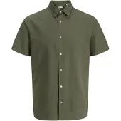 Jack & Jones Breeze Linen Short Sleeve Shirt Vert S Homme