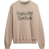 Superdry pour femme. W2012395A Brand Mark Sweat-shirt ample beige (M), Casuel, Coton