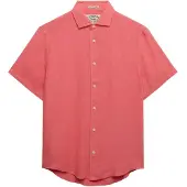 Superdry Riviera Linen Short Sleeve Shirt Rose M Homme