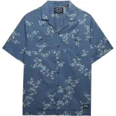 Superdry pour homme. M4011130A Chemise imprimée bleue (M), Casuel, Coton, Manche courte