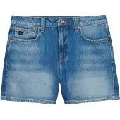 Superdry pour femme. W7110491A Short Mid Rise bleu (26), Casuel, Coton, Denim