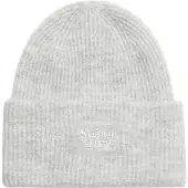 Superdry Femme Bonnet Doux en Maille Côtelée, Gris Clair