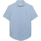 Superdry pour homme. M4011104A Chemise bleu azur (L), Casuel, Lin, Manche courte