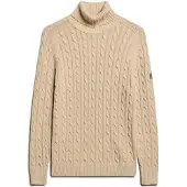 Superdry pour femme. W6110614A Pull ample à mailles en huit et col roulé, couleur taupe (XS), Casuel, Coton, Manche longue