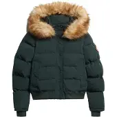 Superdry Femme Veste Bomber Everest à Capuche Coupe Ajustée Green Taille: 34