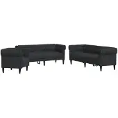 vidaXL Ensemble de canapés 3 pièces noir tissu