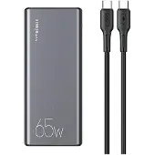 Usams Powerbank Pb59 30000Mah 65W2Xqc3.0+Pd Fast Charge Czarny/Black Cmxlogtc01 (Us-Cd165) + Kabel Usb-C-Usb-C