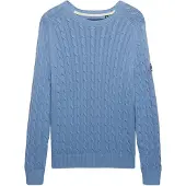 Superdry pour femme. W6110610A Pull en maille torsadée bleu (XL), Casuel, Coton