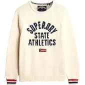 Superdry pour femme. W6110629A Pull Slouchy Intarsia Graphic blanc cassé (XL), Casuel, Coton