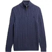 Superdry pour homme. M6110661B Pull à demi-fermeture éclair Cotton Classic Cable bleu (XL), Casuel, Coton, Marine