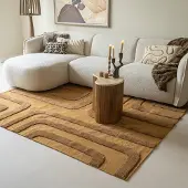 Studio Clarice Tapis en laine – Judith Lines Marron | 200x290cm | Rectangulaire | Pile haute