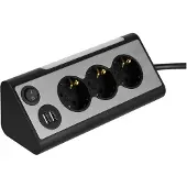 REV Light Socket 3 Fold 2x Usb Power Strip Noir One Size / EU Plug 220V