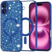 Techsuit - Luxury Glitter MagSafe - iPhone 16 Plus - Deep Blue (Apple iPhone 16 Plus), Coque pour téléphone portable, Bleu
