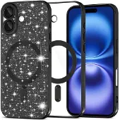 Techsuit - Luxury Glitter MagSafe - iPhone 16 - Black (Apple iPhone 16), Coque pour téléphone portable, Noir