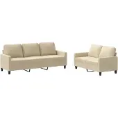 vidaXL Ensemble de canapés 2 pièces avec coussins Crème Tissu