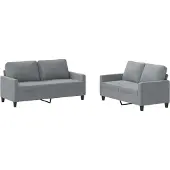 vidaXL Ensemble de canapés 2 pièces avec coussins Tissu gris clair