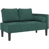 vidaXL Chaise longue avec coussin vert foncé velours