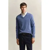 Gant Regular Fit Pull en maille Encolure en Vbleu,