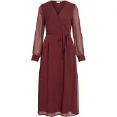 Vila Falia Long Sleeve Midi Dress Rouge 36 Femme