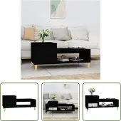 The Living Store Table basse noire 100x50x45 cm bois composite