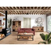 GINER Y COLOMER Canapé 3 places en cuir Chester Sarin, 72 cm x 200 cm x 85 cm,