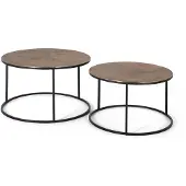 GINER Y COLOMER Lot de 2 tables basses Rasa en métal, 47 cm x 81 cm x 81 cm / 42 cm x 70 cm x 70 cm