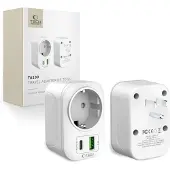 TechProtection Adaptateur de voyage TA100 (États-Unis vers UE), blanc