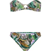 LASCANA Bikini marron / vert / lavande / blanc