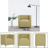 The Living Store Fauteuil cube Vert Tissu
