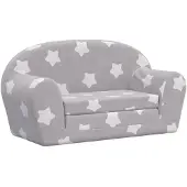 vidaXL Canapé-lit pour enfants 2 places gris clair avec étoiles Peluche douce