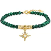 Luxenter Bracelet en argent sterling 925 avec malachite finie en or jaune 18 carats - Locare