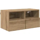 vidaXL : 4 supports muraux pour téléviseur, en bois stratifié imitation chêne artisanal