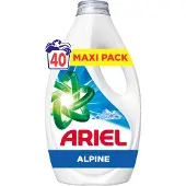 Ariel Lessive liquide Alpine 40 lavages 1,8L Action Détachante En 1 Seul Lavage, Impeccable Même à Froid, Fabriqué en France