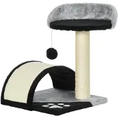 PawHut Reposoir et griffoir pour chats D30-033BK, arbre avec balles de jeu, corde en sisal, griffoir, 35,5 x 37 x 46 cm