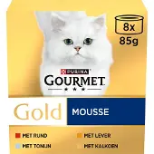 Gourmet Gold Mousse thon foie dinde boeuf pâtée pour chat