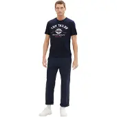 Tom Tailor T-Shirt marine / marron châtaigne / blanc