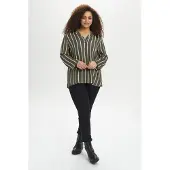 KAFFE CURVE Chemisier 'Sida' kaki / blanc