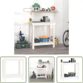 The Living Store Établi blanc 80x50x80 cm pin massif