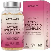 Aavalabs Acide folique actif 5-MTHF | Grossesse et protection cellulaire | 120 gélules