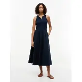 Tommy Hilfiger Robe 'Gold-tone Button Sleeveless Maxi' bleu marine