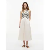 Tommy Hilfiger Robe 'Gold-tone Button Sleeveless Maxi' crème / bleu marine