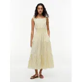 Tommy Hilfiger Robe d’été 'Self- Strap Smock Midi' jaune / gris / blanc