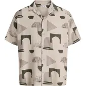 Jack & Jones Abstract Print Short Sleeve Shirt Beige M Homme