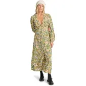 Billabong Cool Night Long Sleeve Long Dress Vert L Femme