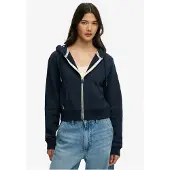 Superdry Essential Logo Cropped Full Zip Sweatshirt Bleu L Femme