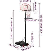 vidaXL Pied de basket-ball blanc 216-250 cm polyéthylène